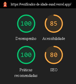 Score verificador no Lighthouse